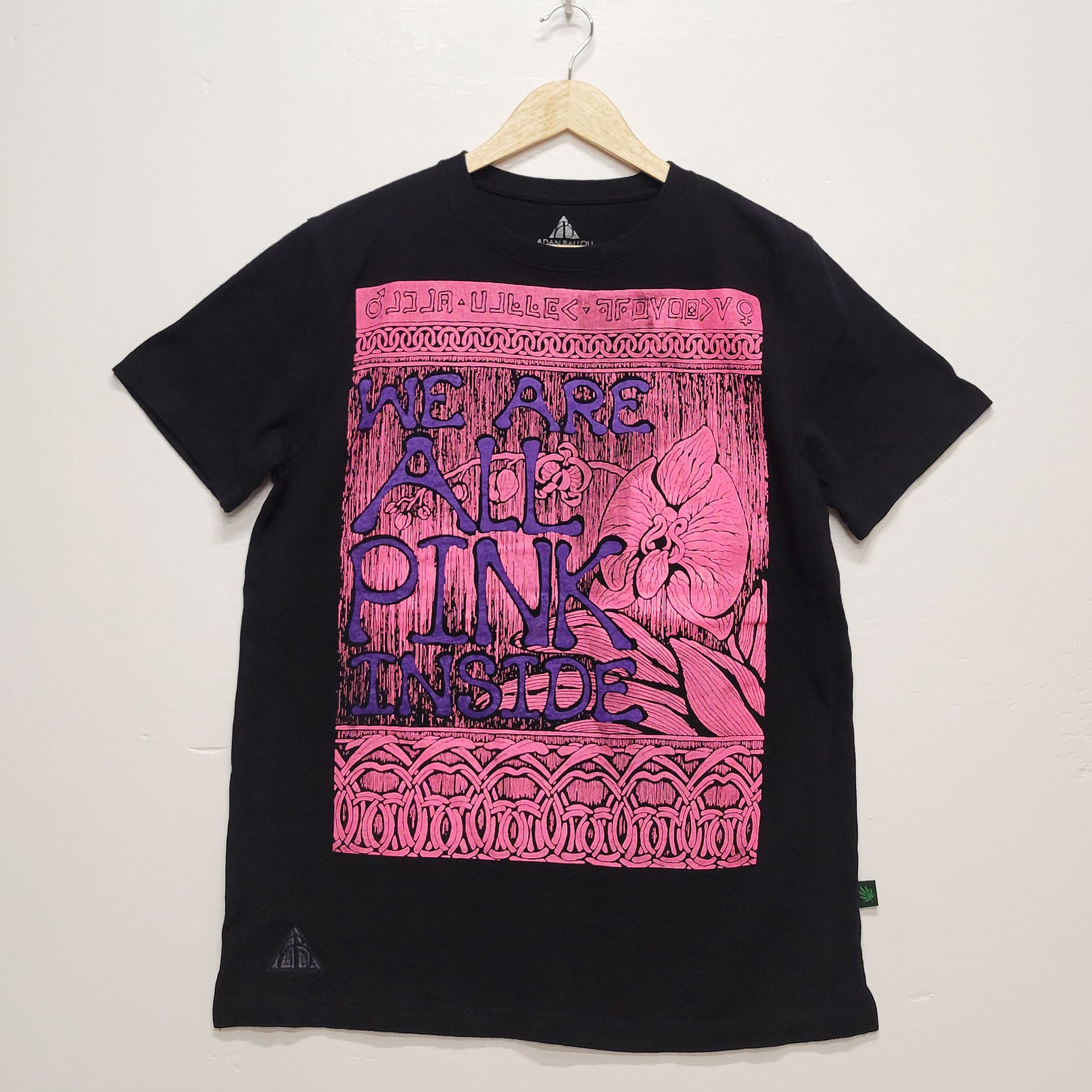 We Are All Pink Inside Tee - Black with Pink & Purple Print (Large)