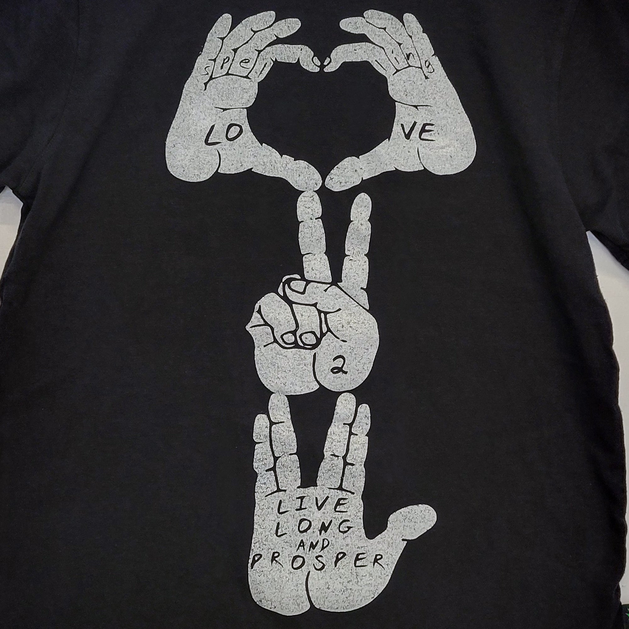 Love 2 Live Long & Prosper Tee - Black with White Print (Small)