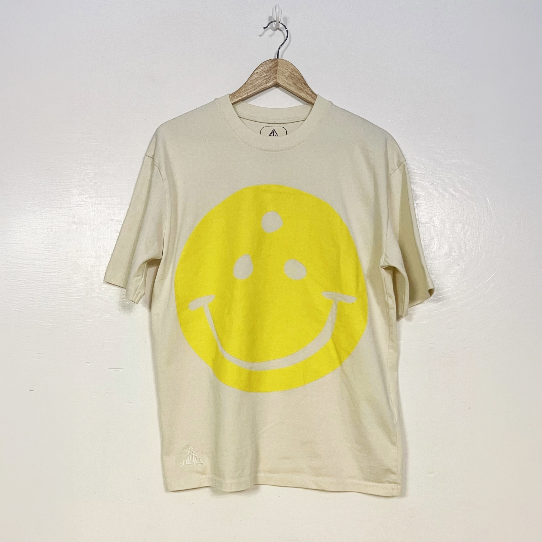 Therefore Happy Tee - White with Yellow Print (Medium)