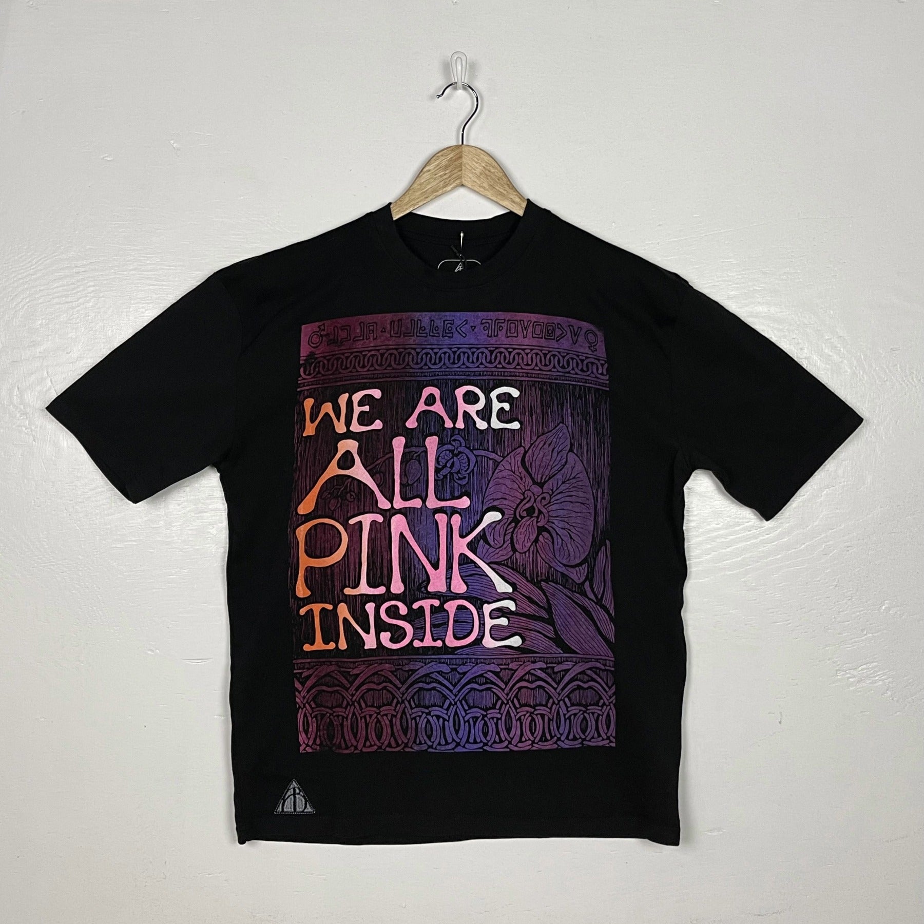 We R All Pink Inside Tee - Black with Double Split Print (Small)