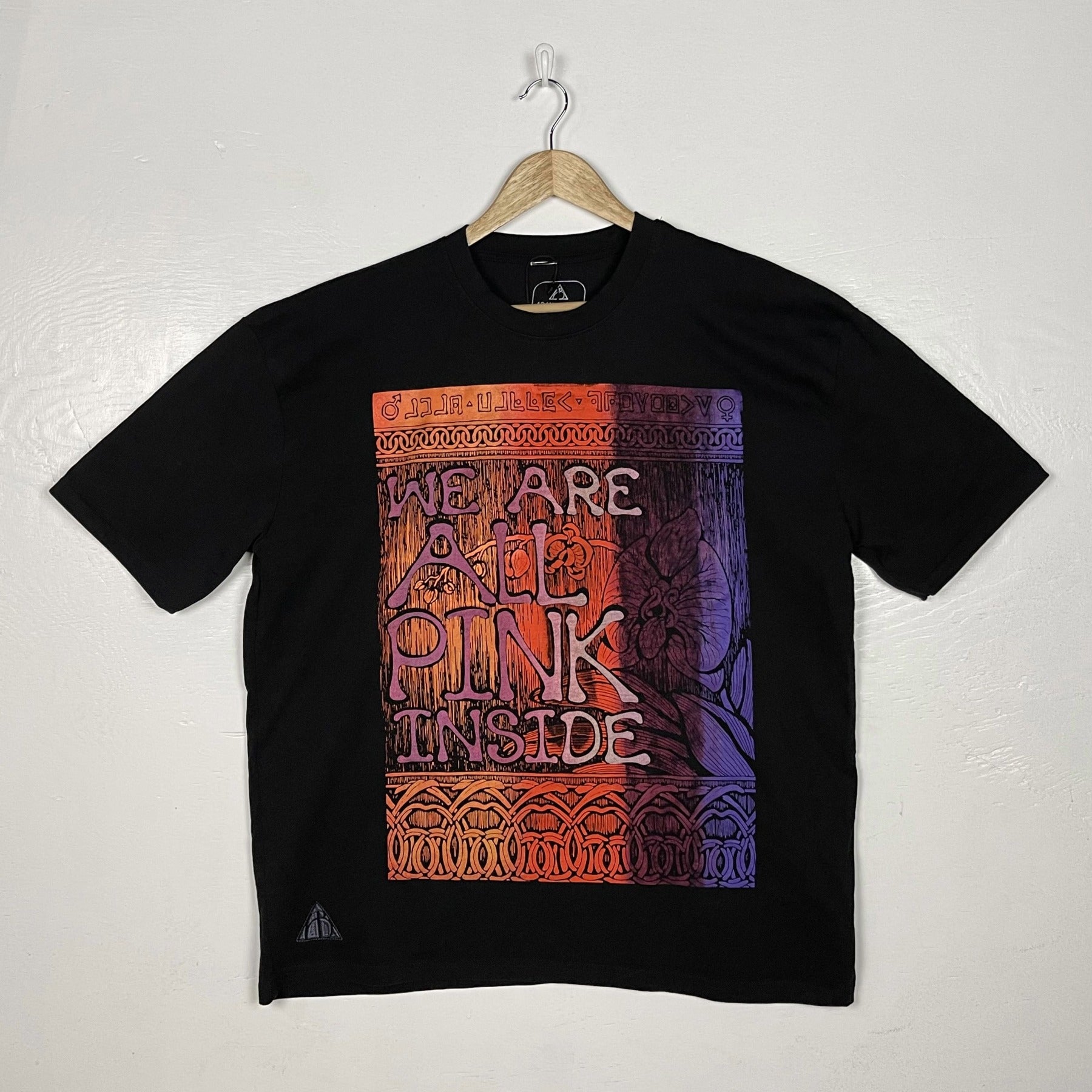 We R All Pink Inside Tee - Black with Double Split Print (X-Large)