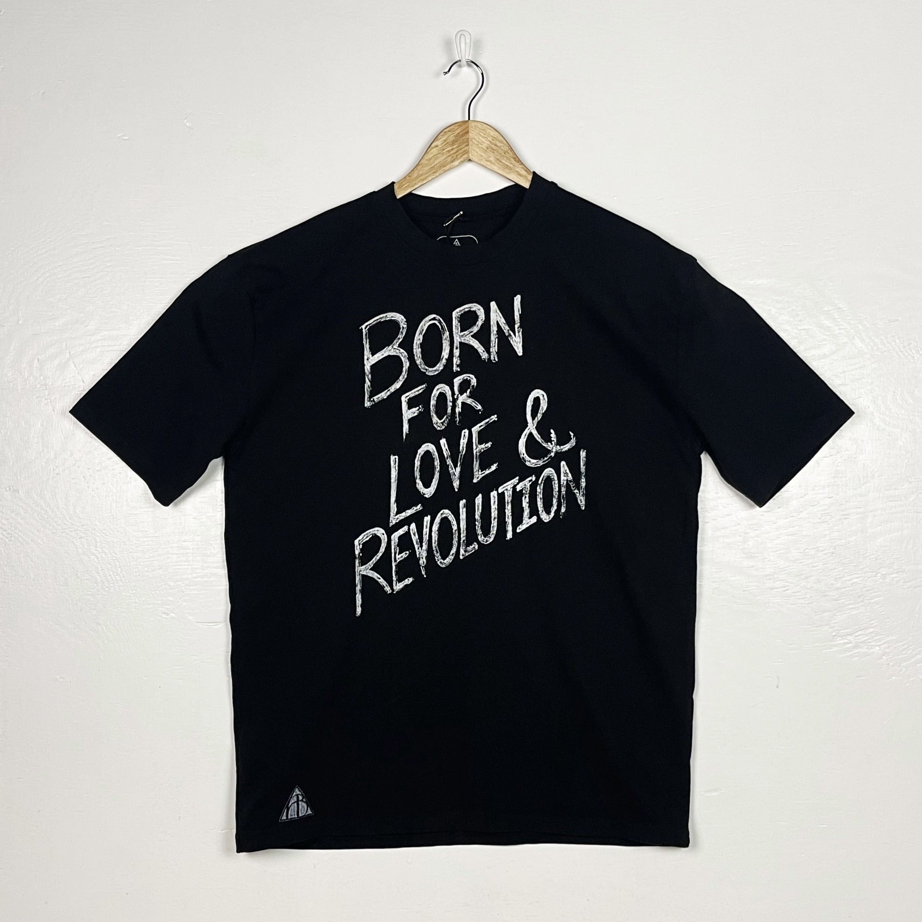 Love & Revolution Tee - Black with White Print (Medium)