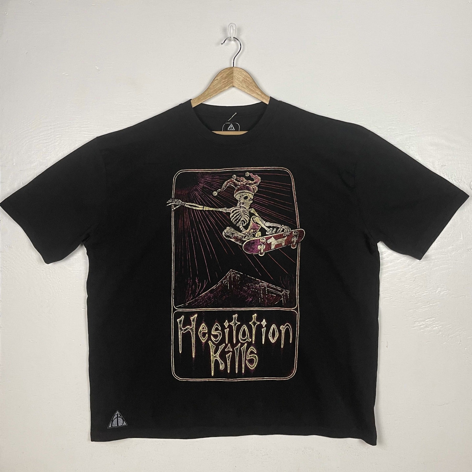 Hesitation Kills - Black with Beige & Red Print (XX-Large)