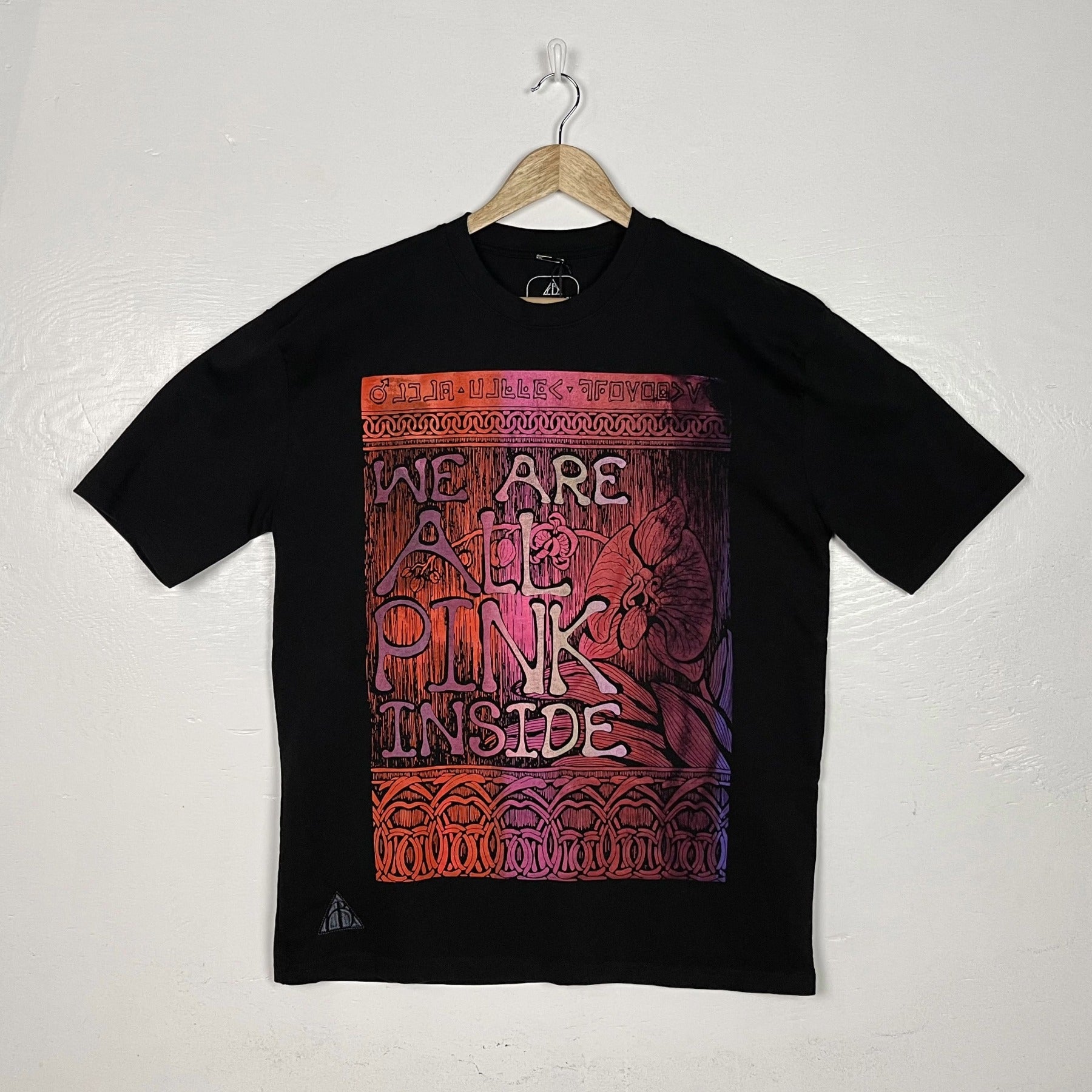 We R All Pink Inside Tee - Black with Double Split Print (Large)