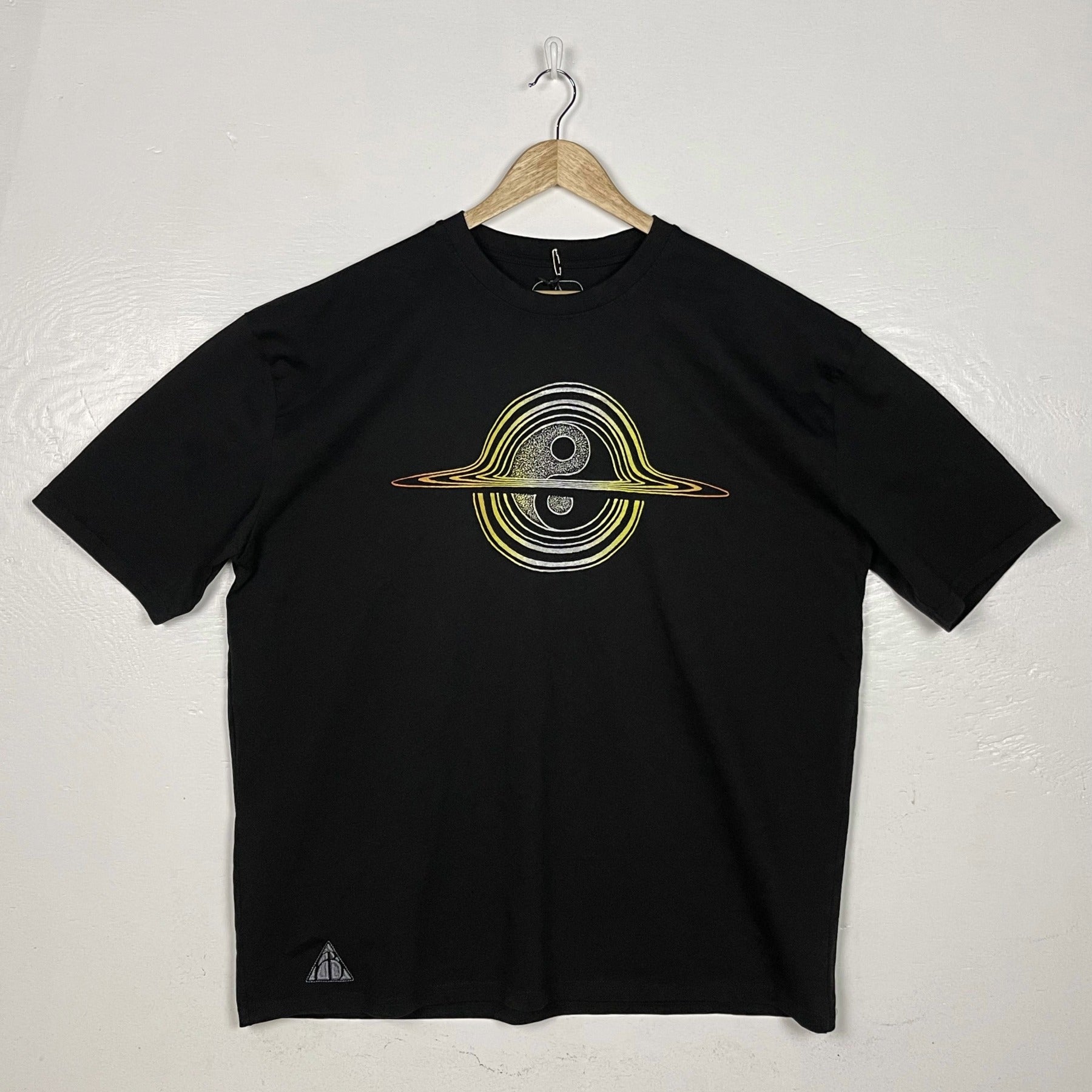 Everything Cycles Tee - Black with Yellow & Orange Split Print (X-Large)