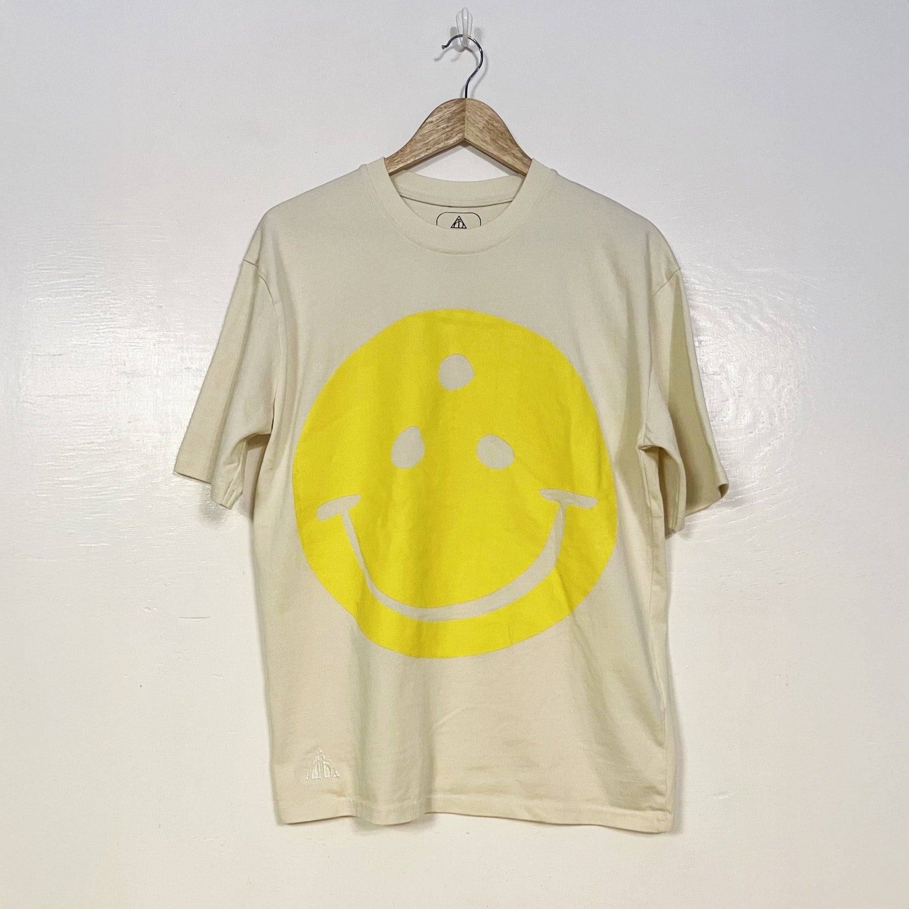 Therefore Happy Tee - White with Yellow Print (Small)